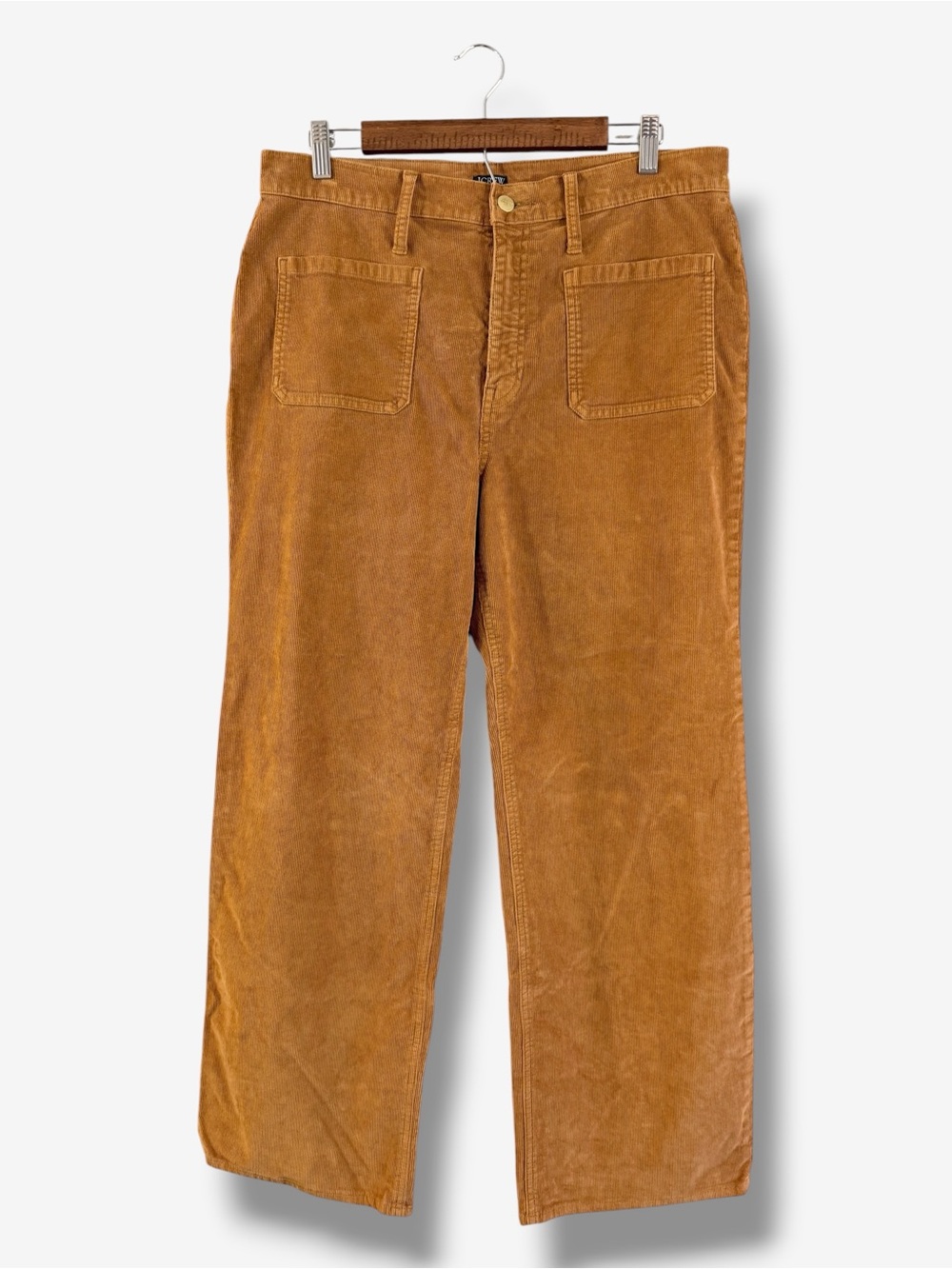J. Crew Straight Leg Stretch Corduroy Pant Size 31 Tall Camel Brown Patch Pocket